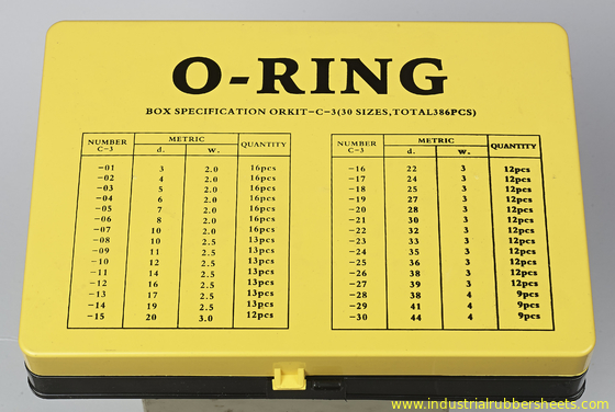 NBR لاستیک O Ring Kit ISO3601 AS568A DIN3771 JIS B2401 استاندارد، رنگ زرد و قرمز